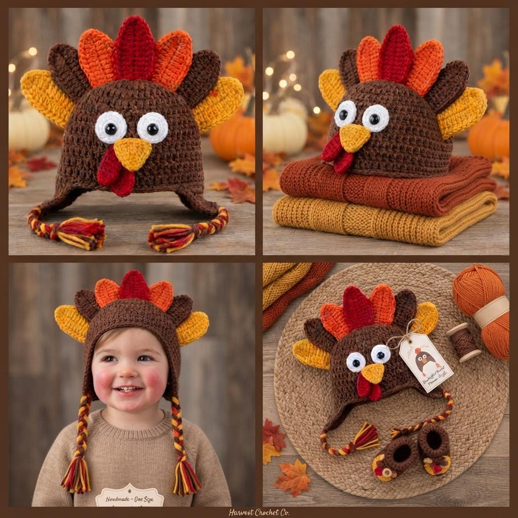 Festive Thanksgiving Turkey Hat Crochet Pattern