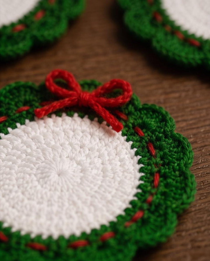 Christmas Wreath Coaster Crochet Pattern