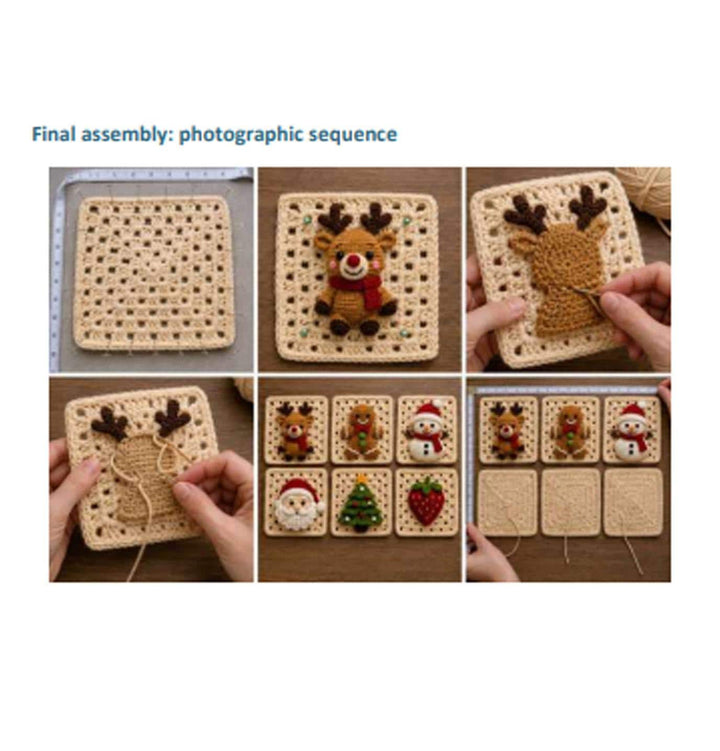 6 in 1 Christmas Granny Square Crochet Pattern