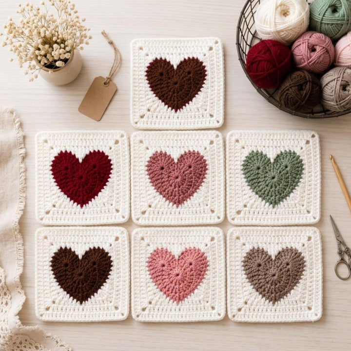 Heart Granny Square Crochet Pattern