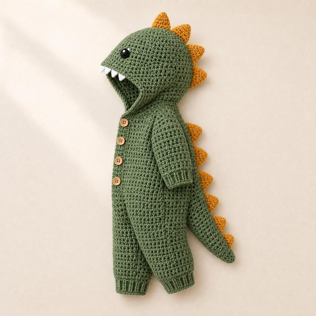 Hooded Dinosaur Romper Crochet Pattern