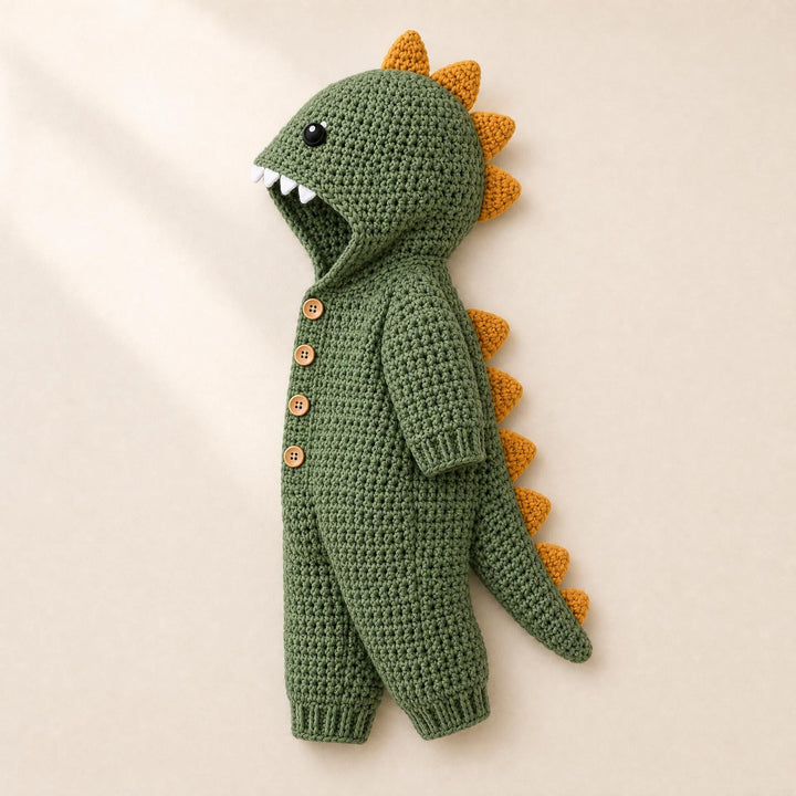 Hooded Dinosaur Romper Crochet Pattern