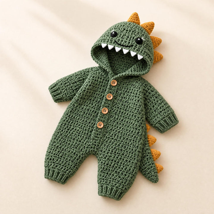 Hooded Dinosaur Romper Crochet Pattern