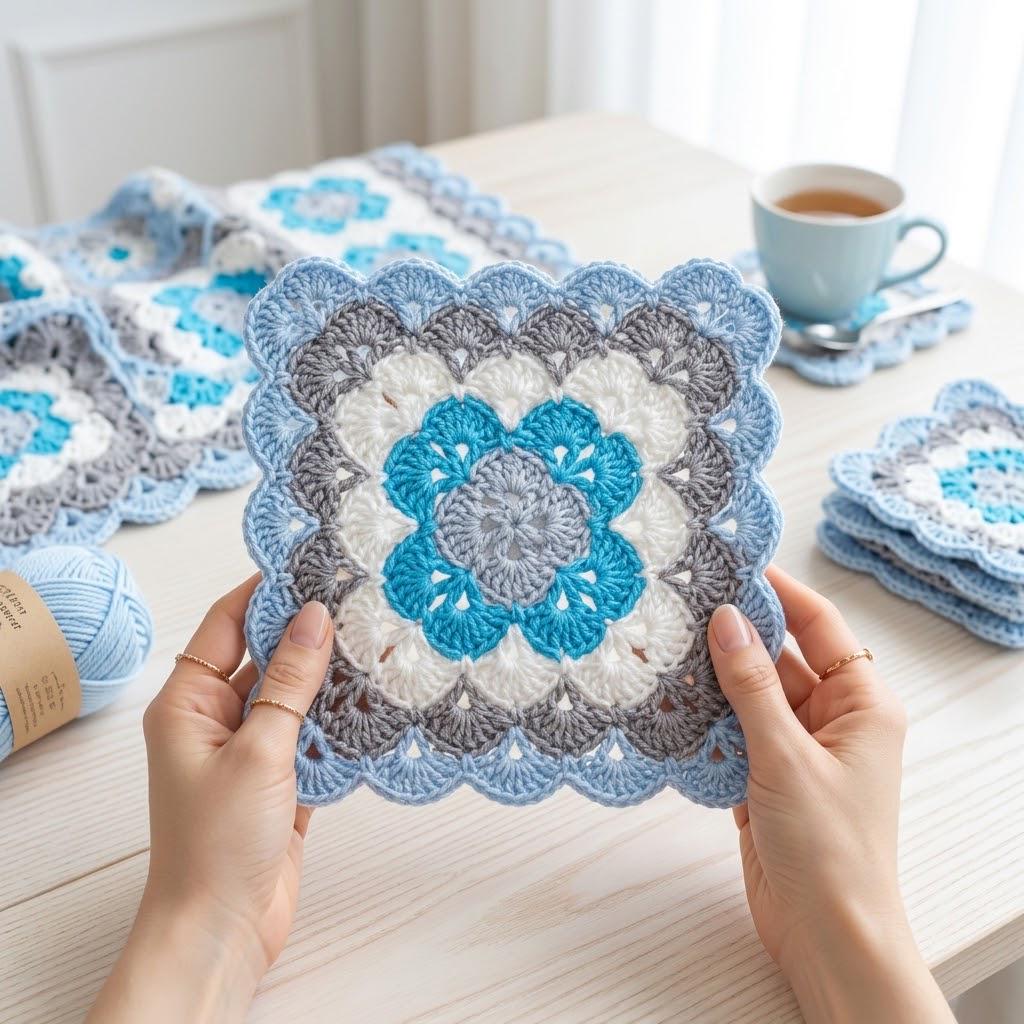 Shell Granny Square Crochet Pattern