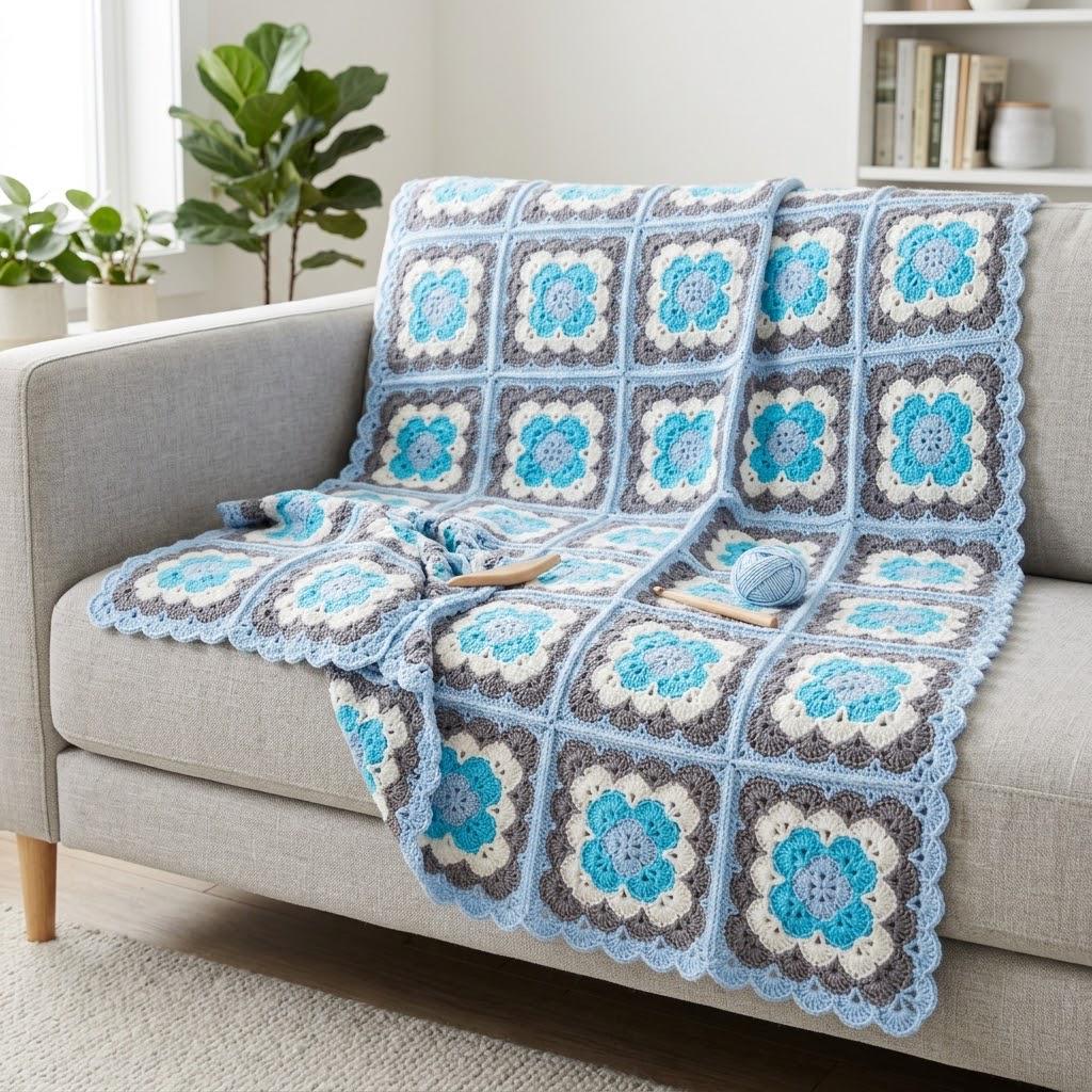 Shell Granny Square Crochet Pattern