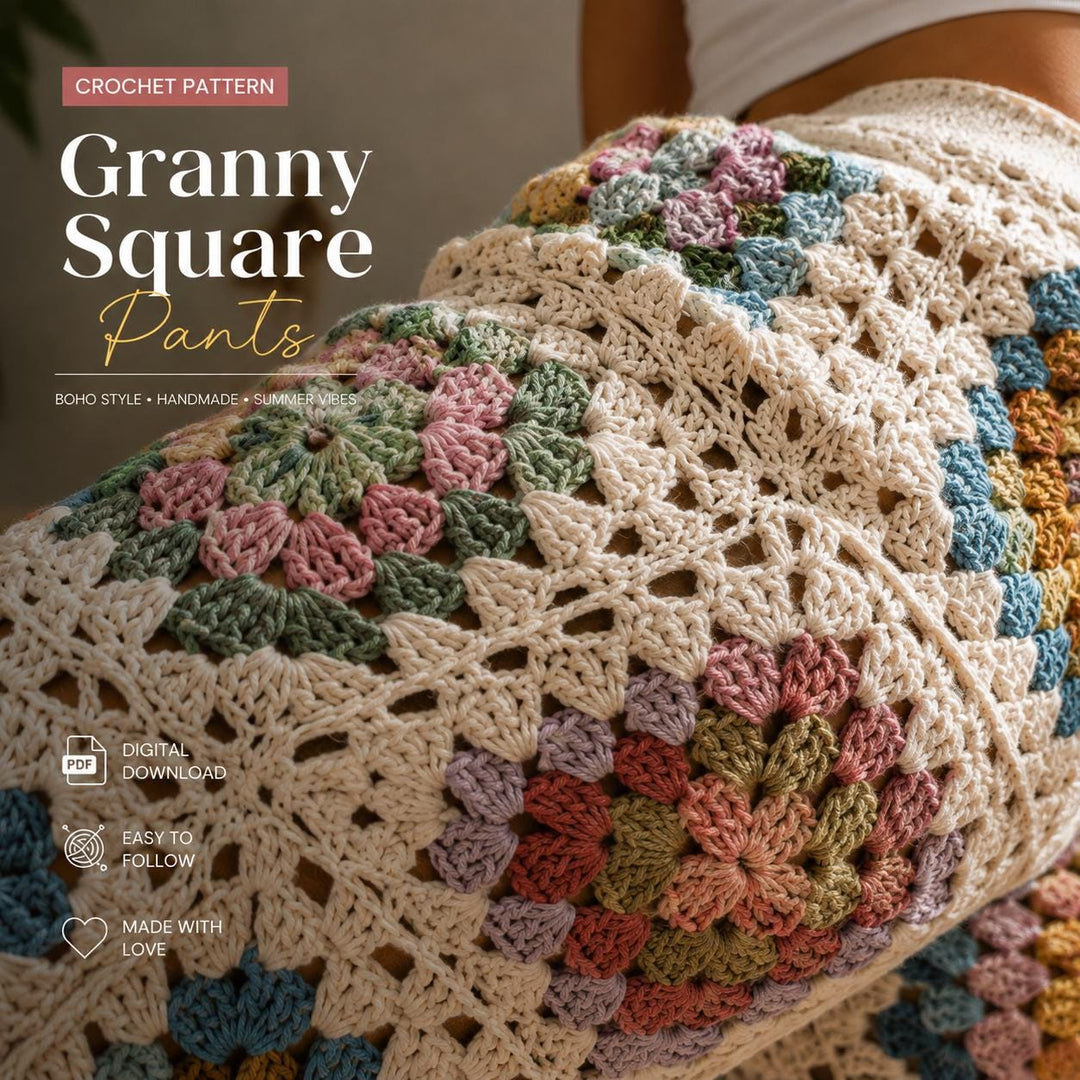 Boho Wide Leg Granny Square Pants Crochet Pattern