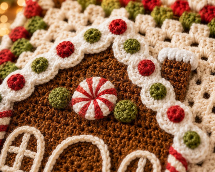 Gingerbread House Granny Square Crochet Pattern