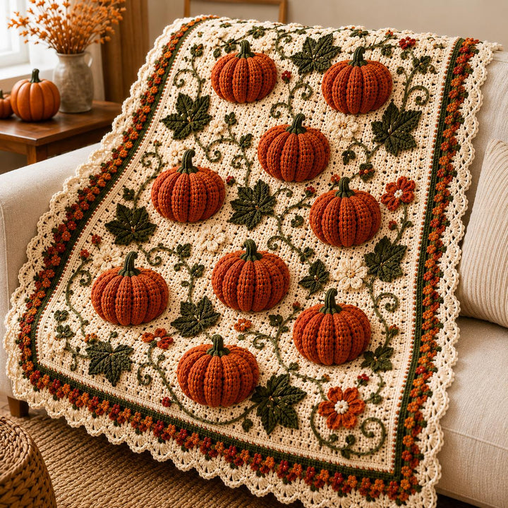 Pumpkin Harvest Afghan Crochet Pattern