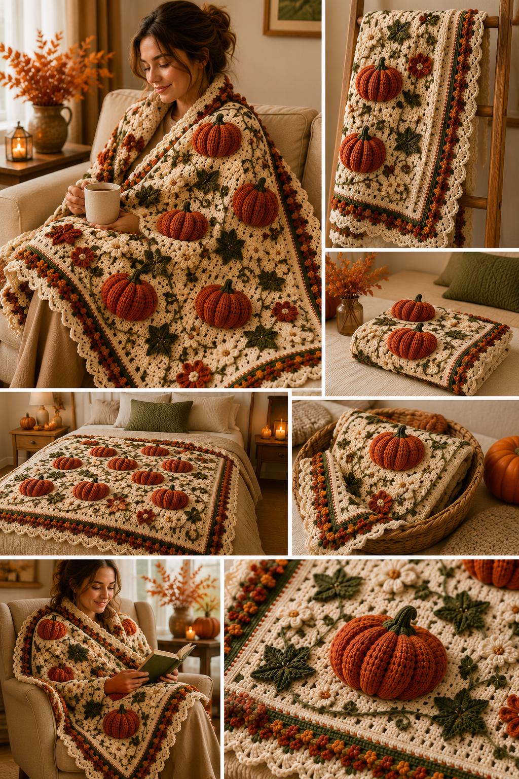 Pumpkin Harvest Afghan Crochet Pattern