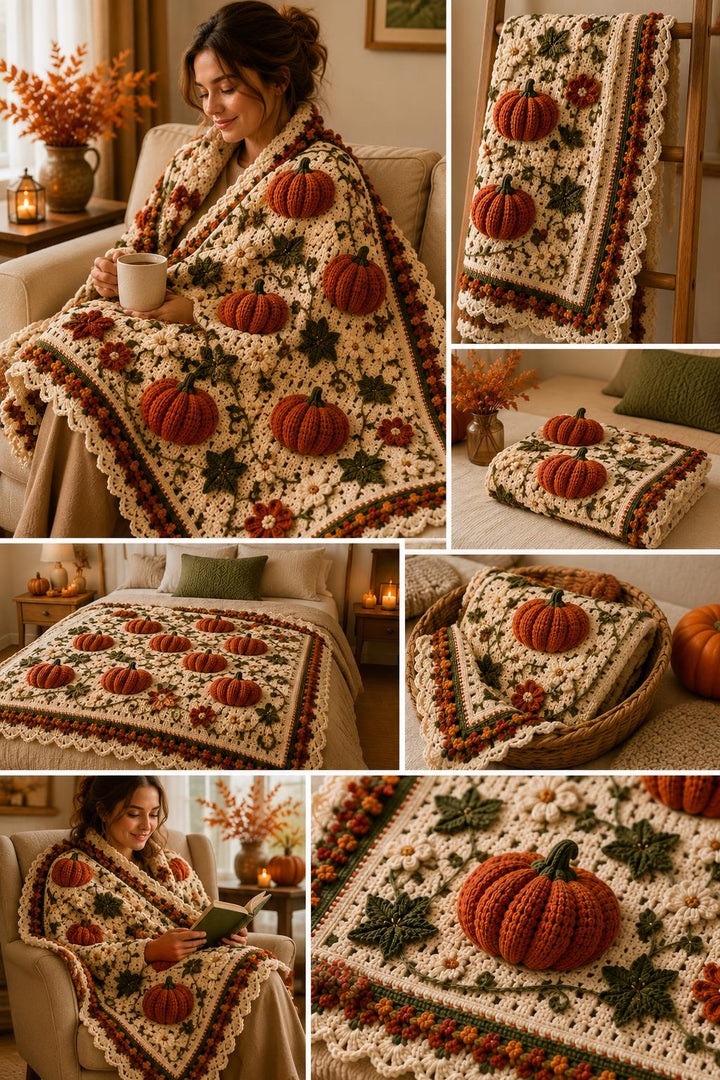Pumpkin Harvest Afghan Crochet Pattern