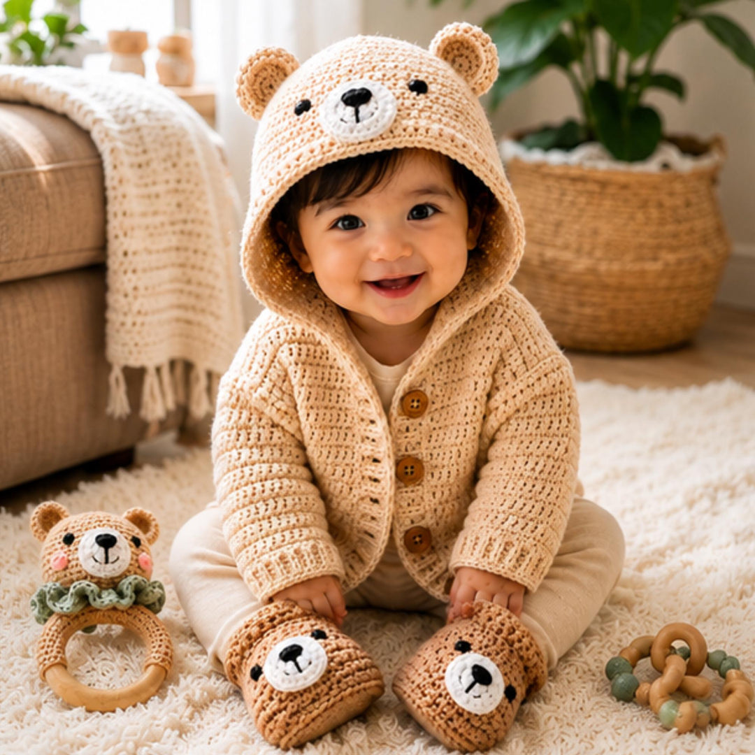 Hooded Bear Cardigan Crochet Pattern