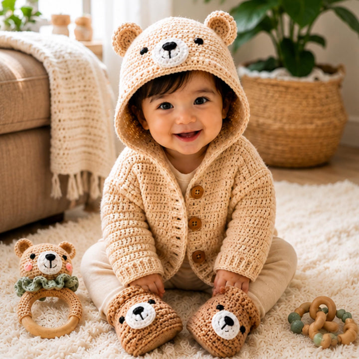 Hooded Bear Cardigan Crochet Pattern