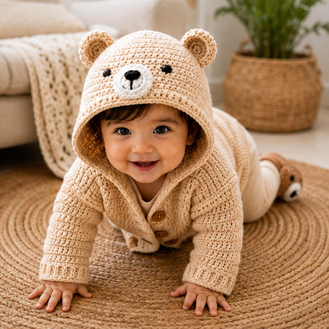 Hooded Bear Cardigan Crochet Pattern