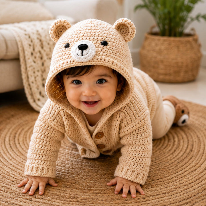 Hooded Bear Cardigan Crochet Pattern