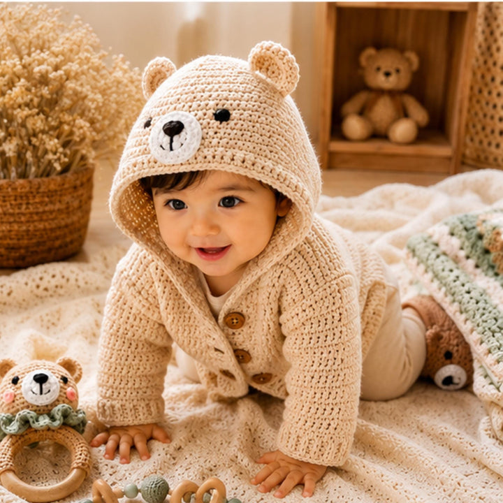 Hooded Bear Cardigan Crochet Pattern