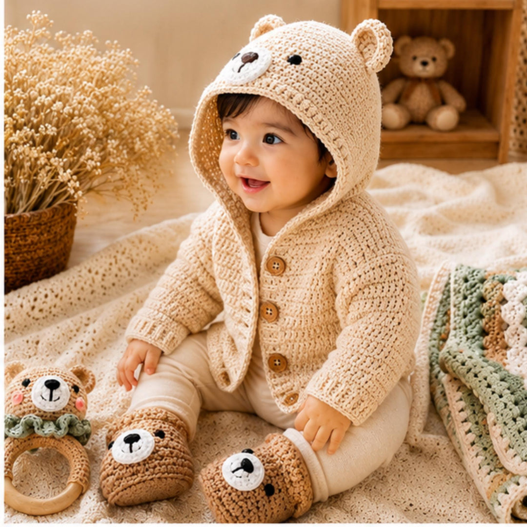 Hooded Bear Cardigan Crochet Pattern