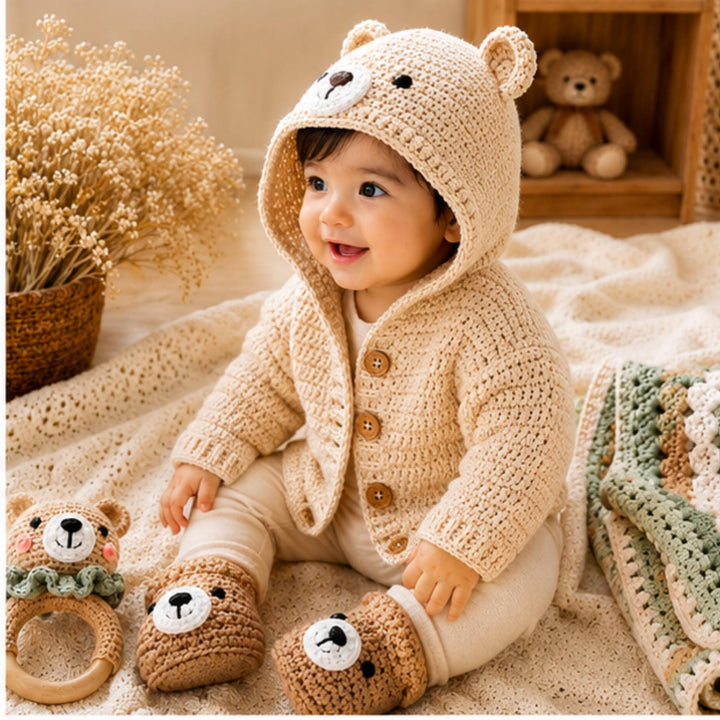 Hooded Bear Cardigan Crochet Pattern