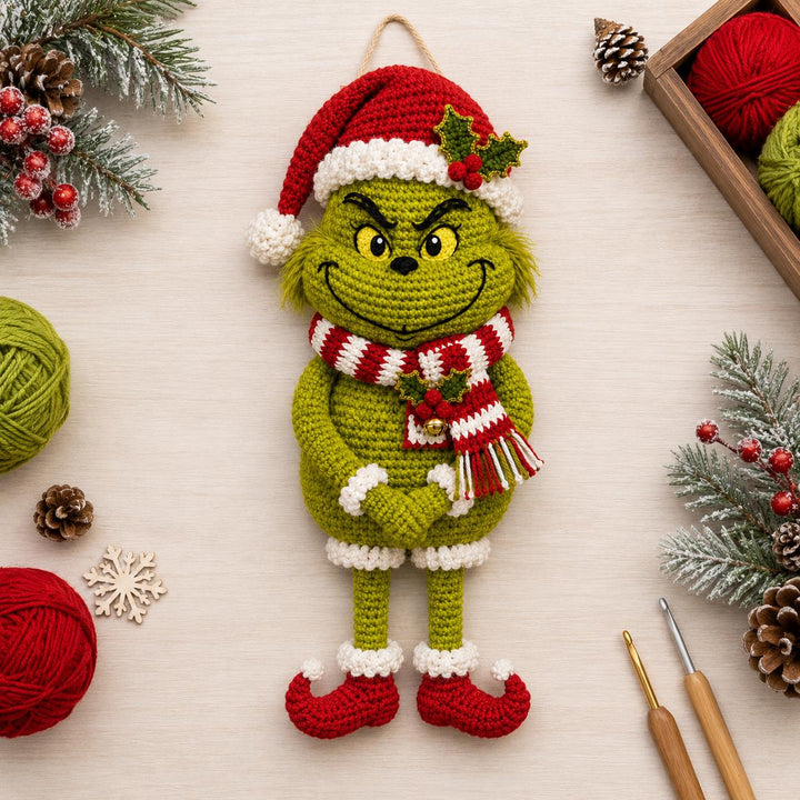 Grinch Snowman Wall Hanging Crochet Pattern