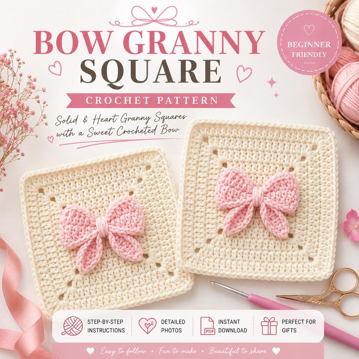 3D Bow Granny Square Crochet Pattern