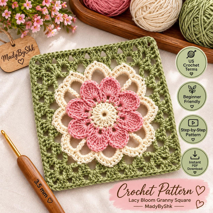 Easy Flower Granny Square Crochet Pattern