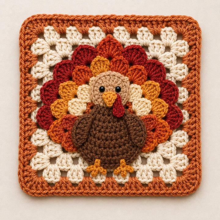 Thanksgiving Turkey Granny Square Crochet Pattern