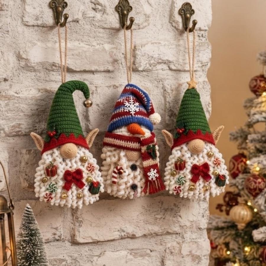 3 in 1 Christmas Gnome Door Hanger Crochet Pattern