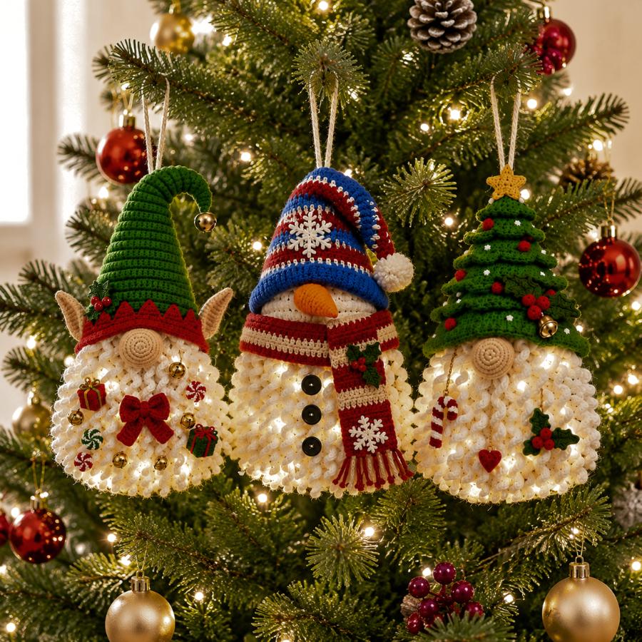 3 in 1 Christmas Gnome Door Hanger Crochet Pattern