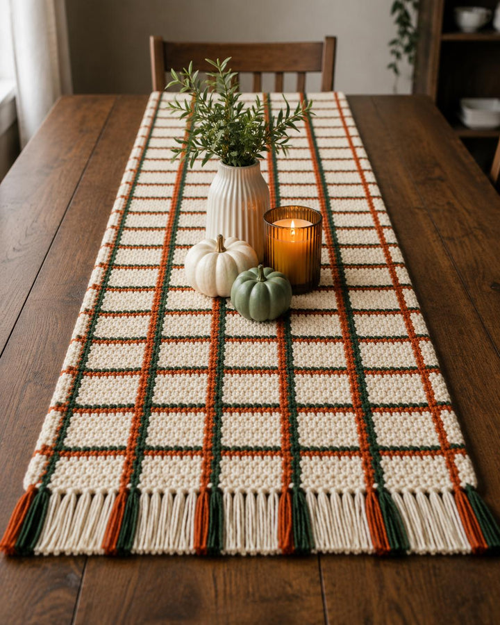 Fall Plaid Table Runner Crochet Pattern