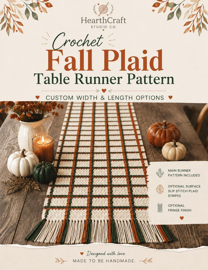 Fall Plaid Table Runner Crochet Pattern