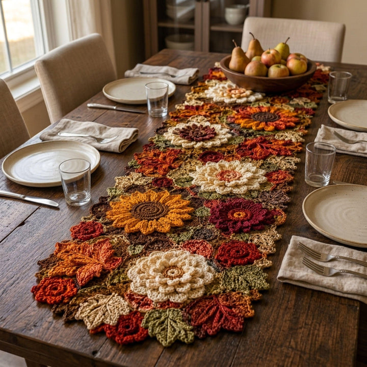 Autumn Sunflower Table Runner Crochet Pattern