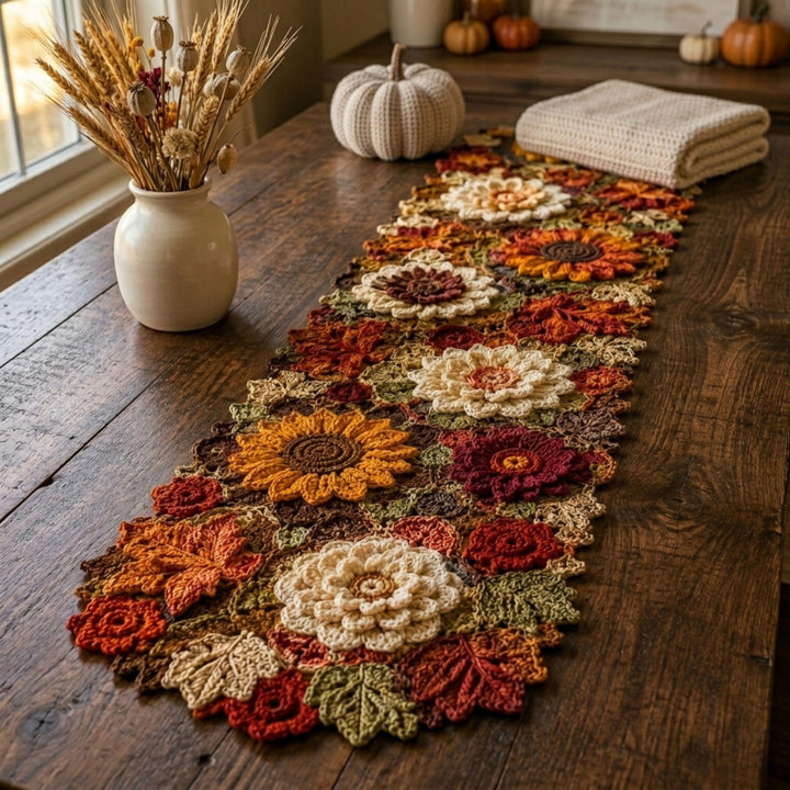 Autumn Sunflower Table Runner Crochet Pattern