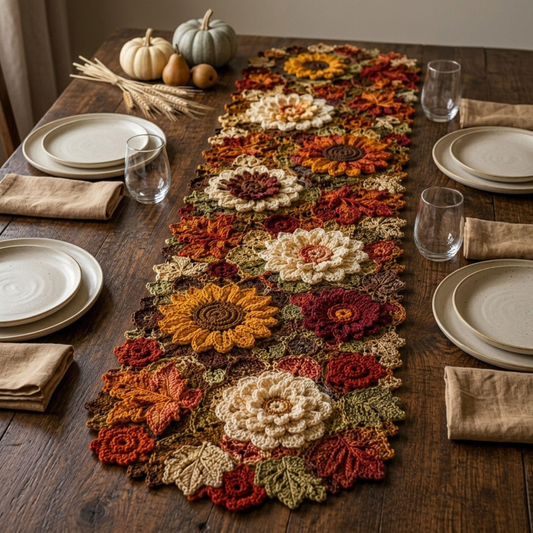 Autumn Sunflower Table Runner Crochet Pattern