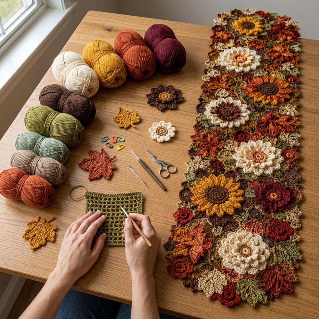 Autumn Sunflower Table Runner Crochet Pattern