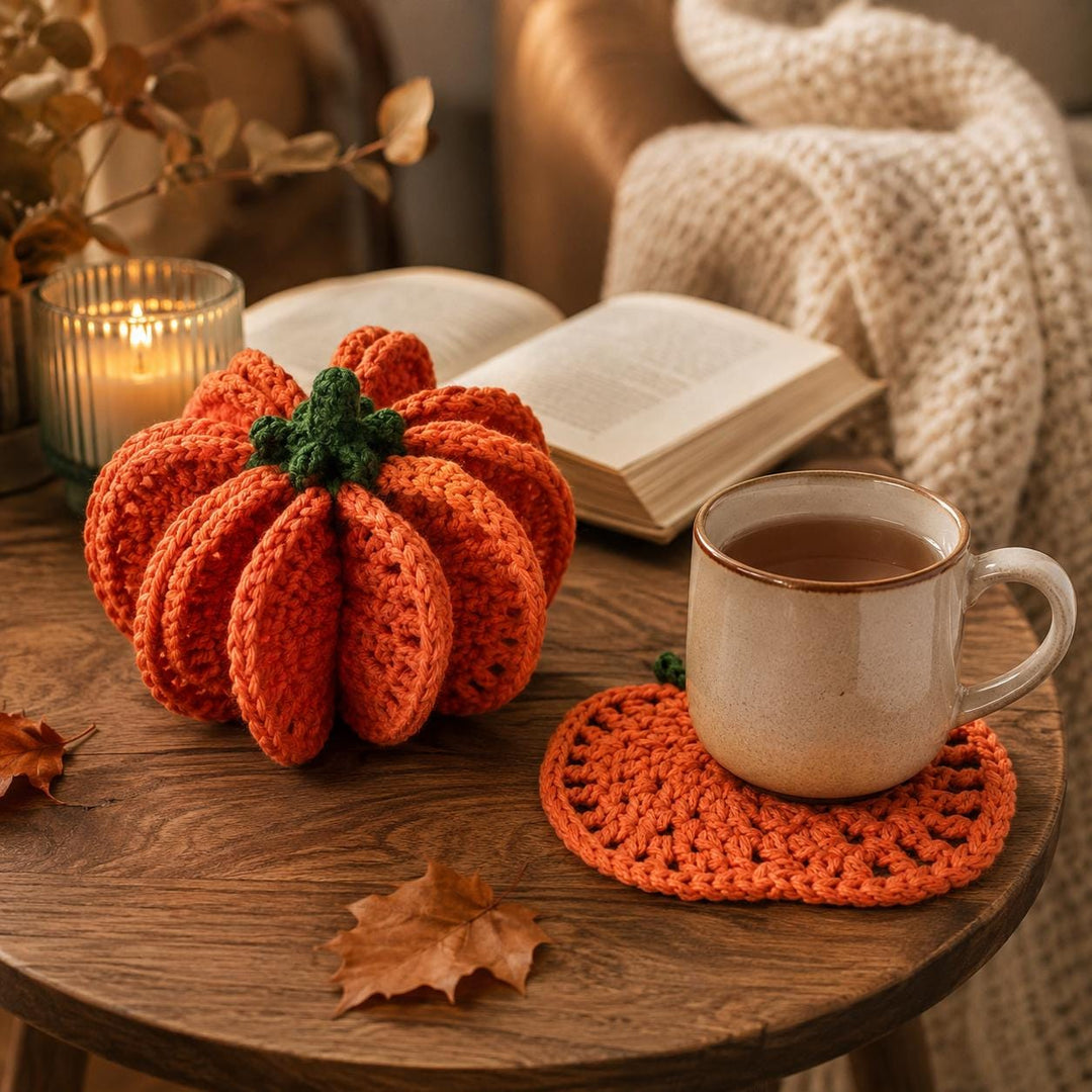 Pumpkin Coaster Set Crochet Pattern