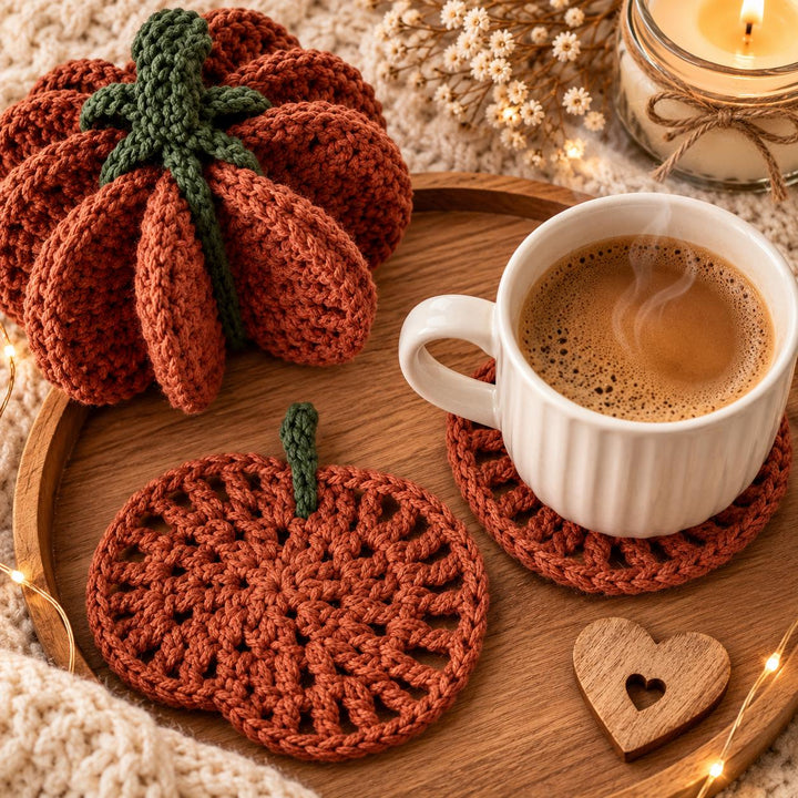 Pumpkin Coaster Set Crochet Pattern
