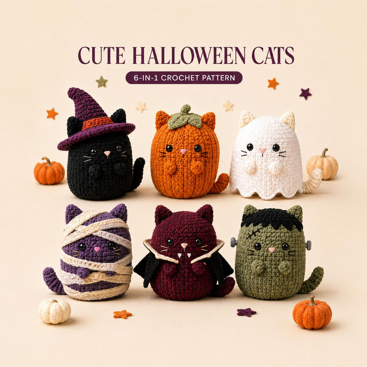 6 in 1 Halloween Cat Amigurumi Crochet Pattern