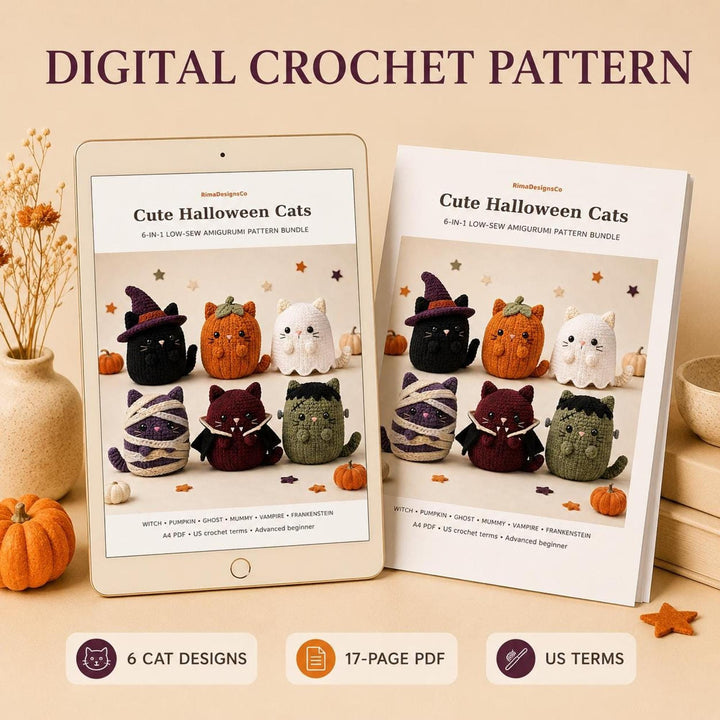 6 in 1 Halloween Cat Amigurumi Crochet Pattern