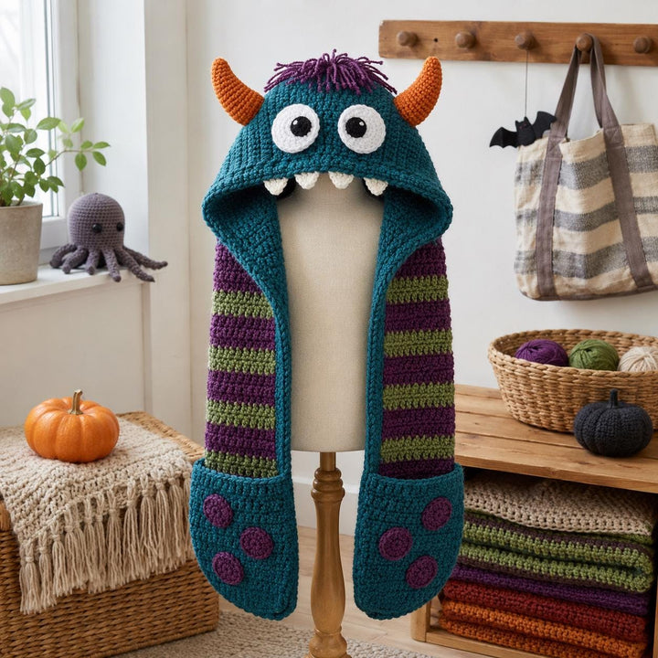 5 in 1 Halloween Hooded Scarf Crochet Pattern