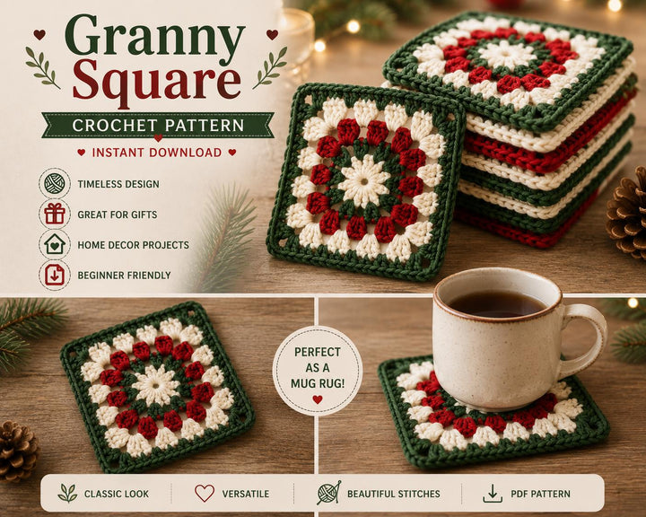 Festive Christmas Granny Square Crochet Pattern