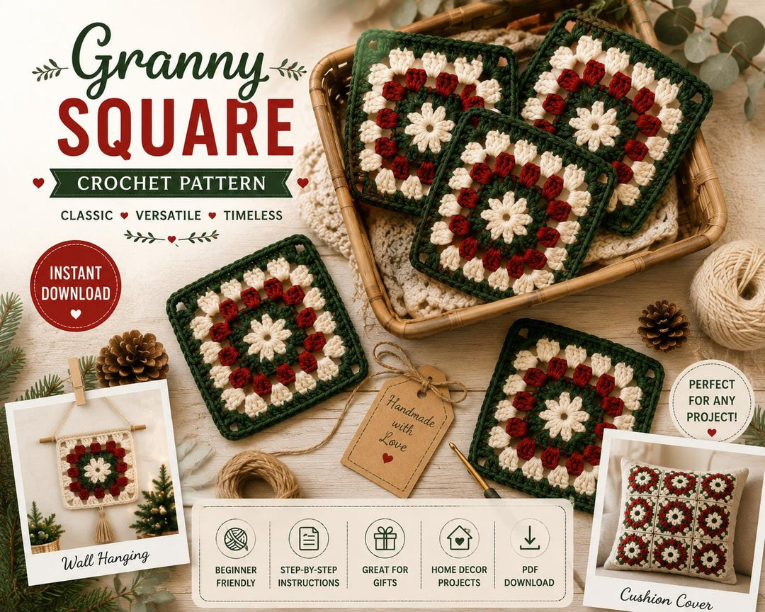 Festive Christmas Granny Square Crochet Pattern
