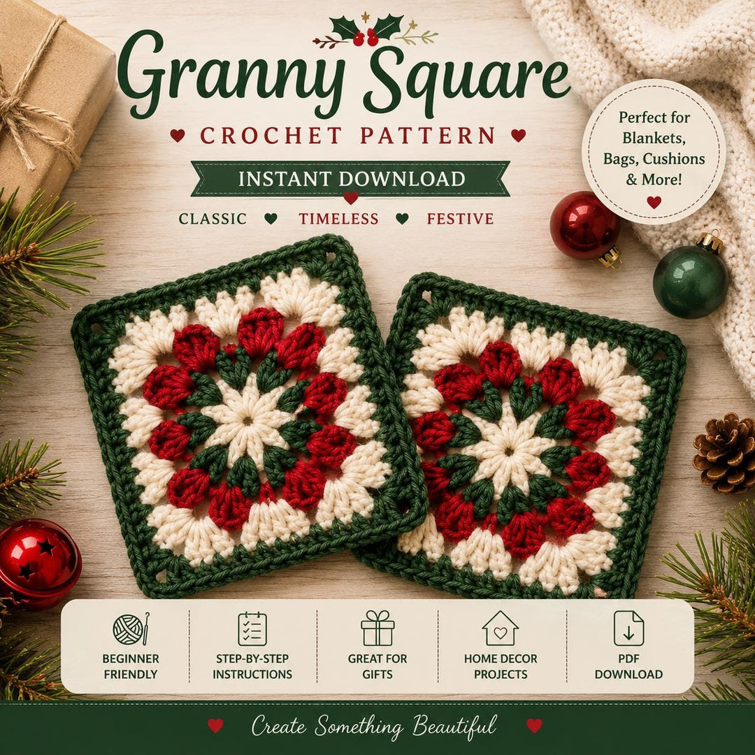 Festive Christmas Granny Square Crochet Pattern