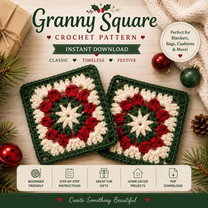 Festive Christmas Granny Square Crochet Pattern