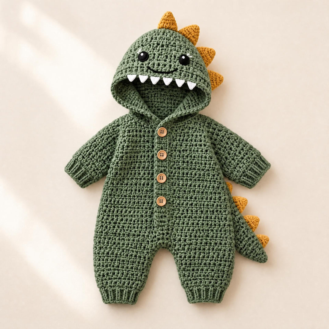 Hooded Dinosaur Romper Crochet Pattern