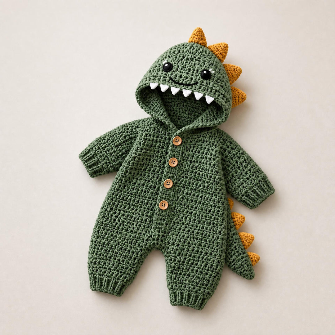 Hooded Dinosaur Romper Crochet Pattern