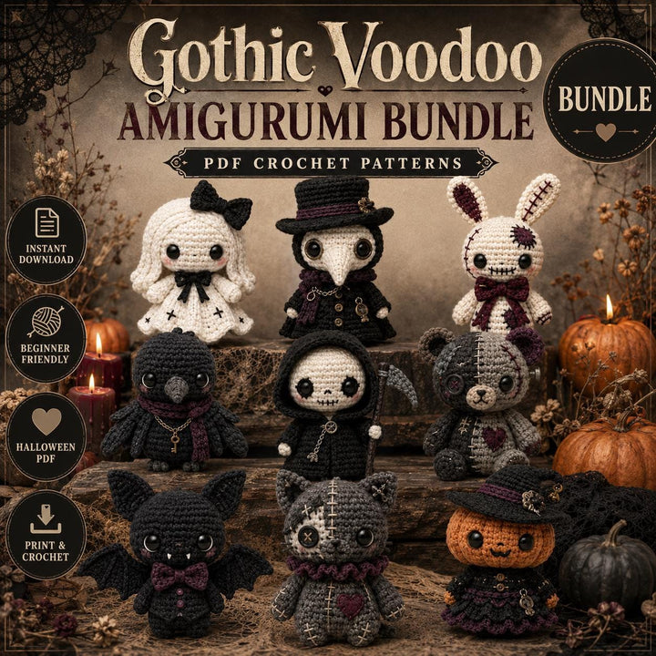 9 in 1 Gothic Voodoo Amigurumi Crochet Pattern
