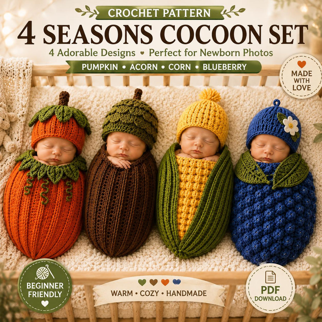 4 in 1 Fall Baby Cocoon Crochet Pattern