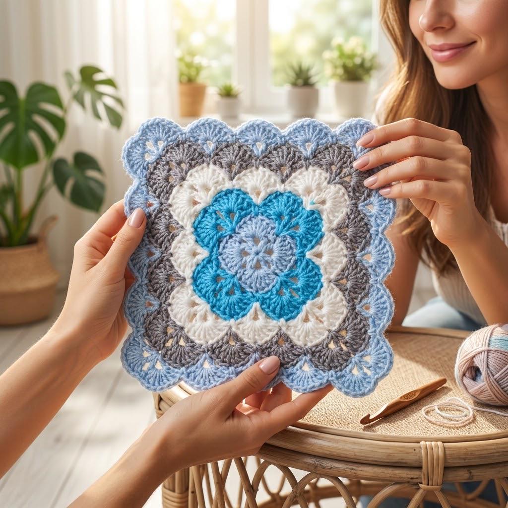 Shell Granny Square Crochet Pattern