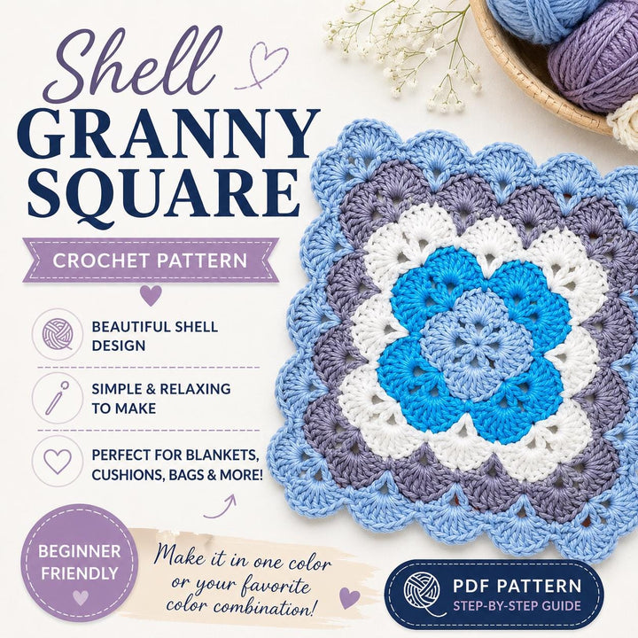 Shell Granny Square Crochet Pattern