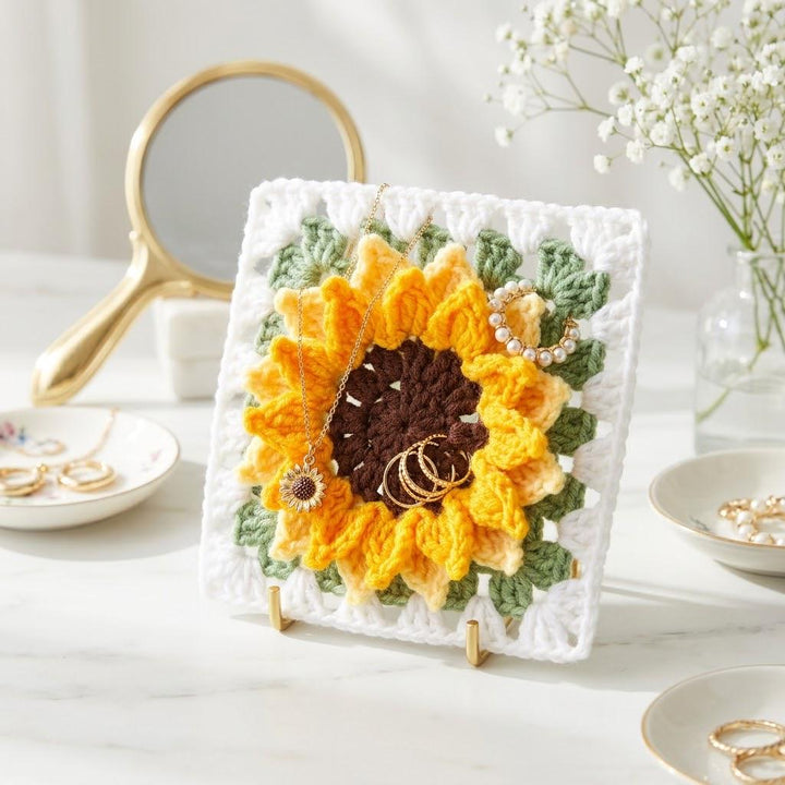 3D Sunflower Granny Square Crochet Pattern