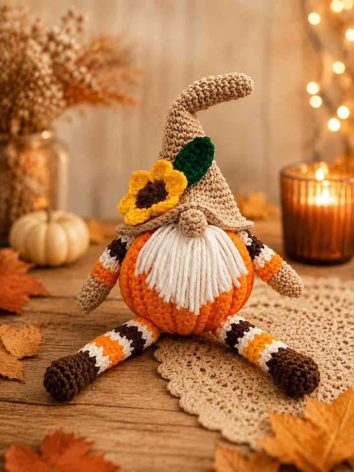 Pumpkin Gnome Amigurumi Crochet Pattern